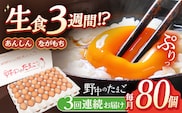 【3回定期便】産みたて新鮮卵 野中のたまご  80個×3回 計240個【野中鶏卵】[OAC007] / 卵 長持ち 濃厚 玉子 濃厚 卵料理 タマゴ 鶏卵 オムレツ 卵かけご飯 卵焼き