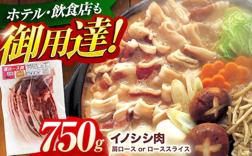 ジビエ 天然イノシシ肉 肩ロース or ロース スライス750g / 猪 猪肉 いのしし肉 イノシシ イノシシ肉 ジビエ いのしし 長崎県猪 川棚町産猪 ぼたん鍋用いのしし 九州産イノシシ じびえ ジビエ ジビエ肉【照本食肉加工所】[OAJ011]