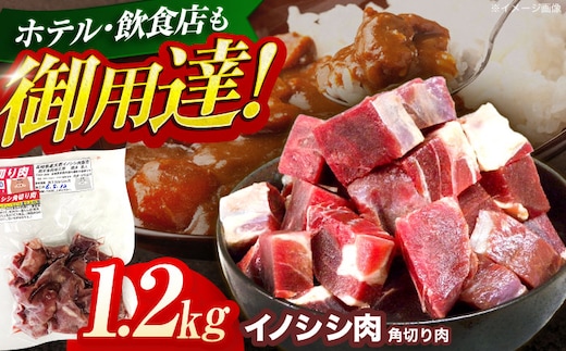 ジビエ 天然イノシシ肉 角切り肉 1.2kg（カレー・シチュー）【照本食肉加工所】[OAJ015] / 猪 猪肉 いのしし肉 イノシシ イノシシ肉 ジビエ いのしし 長崎県猪 川棚町産猪 ぼたん鍋用いのしし 九州産イノシシ じびえ ジビエ ジビエ肉
