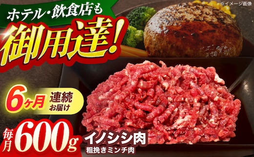 【6回定期便】ジビエ 天然イノシシ肉 粗挽きミンチ肉 600g【照本食肉加工所】[OAJ047] / 猪 猪肉 いのしし肉 イノシシ イノシシ肉 ジビエ いのしし 長崎県猪 川棚町産猪 ぼたん鍋用いのしし 九州産イノシシ じびえ ジビエ ジビエ肉