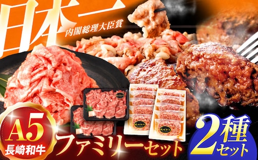 長崎和牛A5ランク ファミリーセット（ロース小間切れ800g＆特選ハンバーグ10個セット）【肉のあいかわ】 [OCH028]