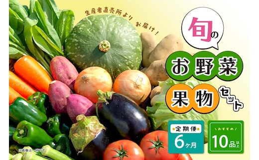 【毎月6ヶ月定期便】生産者直売所よりお届け！おまかせ旬のお野菜・果物セット！ おすすめ10品以上