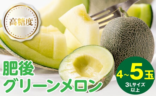 【先行予約】高糖度 2026年 八代産 肥後グリーンメロン 3Lサイズ以上 4～5玉 化粧箱入 お中元 夏 ギフト メロン めろん フルーツ 期間限定 【2026年5月中旬より順次発送】