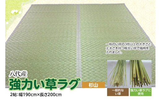 強力い草ラグ【杉山】2帖 幅190cm×長さ200cm 八代市産