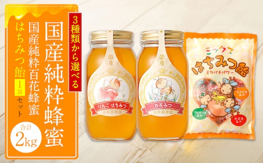 【選べる蜂蜜】国産 純粋 蜂蜜 1kg 百花蜂蜜 1kg 蜂蜜あめ 1袋純粋れんげ蜂蜜