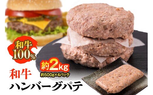 九州産 和牛ハンバーグ パテ 計約2kg（約500g×4パック）