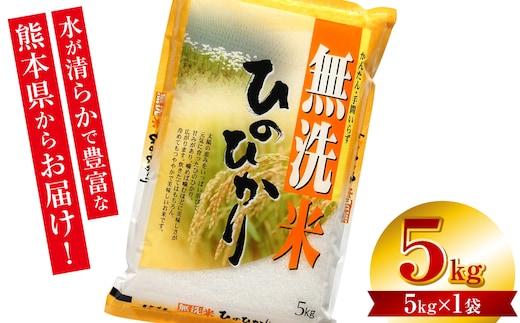 【令和7年産】 熊本県産 無洗米 熊本ひのひかり 5kg (5kg×1袋) 米 お米 精米 白米 ごはん ご飯 熊本