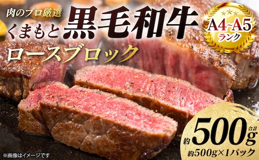 【A4～A5ランク】 くまもと黒毛和牛 ロース ブロック 約500g （約500g×1パック） 和牛 牛肉 お肉 ロース 黒毛和牛 冷凍 焼肉 BBQ おかず ギフト 熊本県 八代市