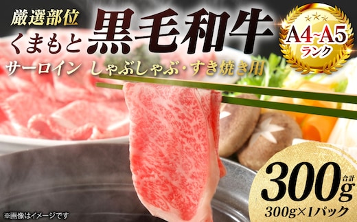 【A4～A5ランク】 【厳選部位】 くまもと黒毛和牛 サーロイン しゃぶしゃぶ すき焼き用 300g （300g×1パック） 和牛 牛肉 お肉 黒毛和牛 鍋 冷凍 おかず 熊本県 八代市