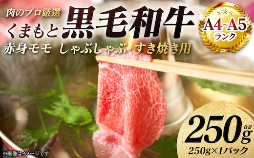 【A4～A5ランク】 くまもと黒毛和牛 赤身 モモ しゃぶしゃぶ すき焼き用 250g （250g×1パック） 和牛 牛肉 お肉 黒毛和牛 冷凍 おかず ギフト 熊本県 八代市