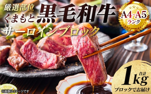 【A4～A5ランク】 【厳選部位】 くまもと黒毛和牛 サーロイン ブロック 1kg 和牛 牛肉 お肉 黒毛和牛 冷凍 焼肉 BBQ おかず 熊本県 八代市
