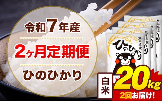 【2ヶ月定期便】米 ひのひかり 白米 定期便 20kg 《お申込み翌月から出荷》熊本県 菊池市 国産 熊本県産 白米 精米 送料無料 ヒノヒカリ こめ お米---300-4290---