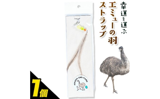 エミューストラップ 全長約20cm ストラップ付き 熊本県菊池エミュー観光牧場株式会社 《30日以内に出荷予定(土日祝除く)》 熊本県 菊池市 エミュー ストラップ 縁結び 幸運の羽 羽根 菊池市 熊本県 送料無料---096-5008---