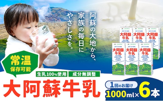 牛乳 常温保存可能 成分無調整 生乳100％使用 大阿蘇牛乳 紙パック 1000ml×6本 合同会社たべたせいか《30日以内に出荷予定(土日祝除く)》熊本県 菊池市 牛乳 乳飲料 乳性飲料 ドリンク 飲み物 飲料 セット ロングライフ 熊本県産---016-1503---