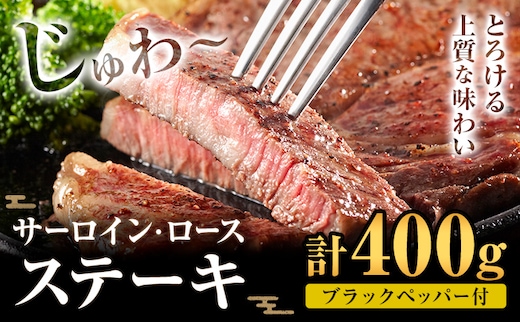 サーロイン ロース ステーキ 合計400g 200g×2枚 ブラックペッパー付 有限会社中田精肉店舗 《45日以内に出荷予定(土日祝除く)》 熊本県 菊池市 サーロイン ロース ステーキ お肉 和牛 黒毛和牛 熊本県産 九州産 国産---105-2092---