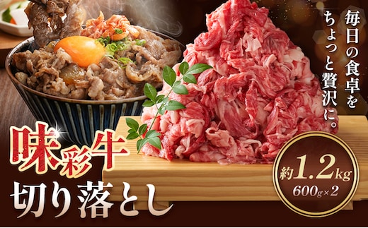 味彩牛 切り落とし 約600g×2パック 計1.2kg 菊池地域農業協同組合(JA菊池まんまキッチン)《90日以内に出荷予定(土日祝除く)》熊本県 菊池市 切落し スライス済み 小分け 牛肉 お肉 熊本県産 九州産 国産 冷凍 送料無料---147-2254---