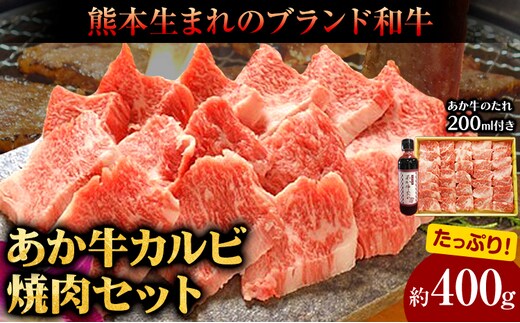 あか牛カルビ焼き肉セット 約400g あか牛のたれ200ml付き 和牛 赤牛 焼肉 スライス済み 熊本県産 九州産 国産 冷凍 送料無料《30日以内に出荷予定(土日祝除く)》---071-1433---