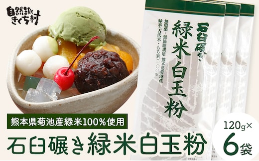きくち村の緑米白玉粉 120g×6袋 合計720g 自然派きくち村(有限会社渡辺商店)《30日以内に出荷予定(土日祝除く)》熊本県 菊池市 白玉粉 自然栽培の緑米使用 白玉 粉末 もち米 製菓用 和菓子 熊本県産 九州産 国産---047-0502---