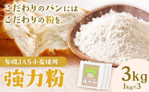 有機JAS小麦使用 強力粉 合計3kg 1kg×3袋 《30日以内に出荷予定(土日祝除く)》熊本県 菊池市 小麦粉 ミナミノカオリ パンづくり 粉類 国産 九州産 熊本県産 送料無料---171-1917---