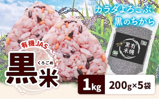有機JAS 黒米 合計1kg 200g×5袋 渡辺農産《90日以内に出荷予定(土日祝除く)》熊本県 菊池市 黒米 古代米 雑穀 雑穀米 国産 九州産 熊本県産---171-1915---