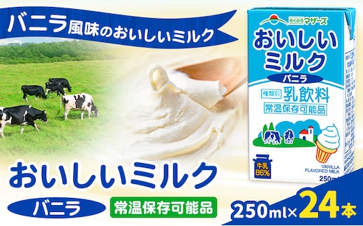 常温保存可能 おいしいミルクバニラ 250ml×24本 合同会社たべたせいか《30日以内に出荷予定(土日祝除く)》熊本県 菊池市 牛乳 乳果オリゴ糖 バニラ風味 乳飲料 おやつ ジュース ドリンク 長期間保存 熊本県産 国産 九州---016-1508---