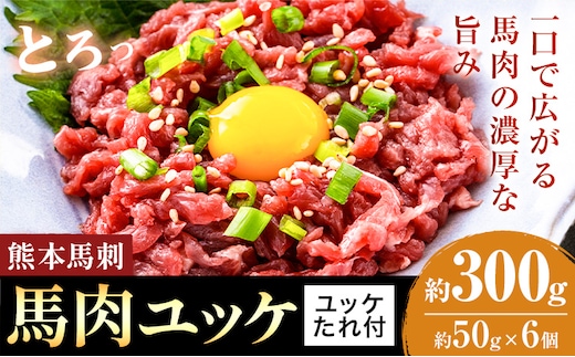 熊本 馬刺し 馬肉ユッケ 約300g ユッケたれ付き 合同会社トライウィン《90日以内に出荷予定(土日祝除く)》熊本県 菊池市 馬刺 刺身 馬肉 ユッケ たれ付き 小分け 個包装 冷凍 送料無料---143-1898---