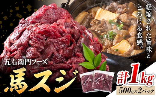 【ふるさと納税】馬スジ 合計1kg 500g×2パック 五右衛門フーズ《30日以内に出荷予定(土日祝除く)》 小分け すじ 馬すじ 馬肉 冷凍---187-2321---
