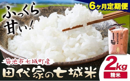 【6ヶ月定期便 】令和7年産 菊池市七城町産 田代家の七城米 七城ヒノヒカリ 白米 2kg 田代こめや《お申込み翌月から出荷》熊本県 菊池市 米 お米 精米 ひのひかり 菊池市産 熊本県産 九州産 送料無料---323-5025---
