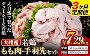【3ヶ月定期便】 九州産 若鶏もも肉（310g×3袋）・手羽先セット（500g×3袋） 計2.43kg  鶏肉 肉 鶏 手羽 唐揚げ 詰め合わせ セット 冷凍 九州 国産 熊本県 菊池市 送料無料《お申込み翌月から出荷》---0146-3067---