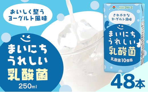 常温保存可能 まいにちうれしい 乳酸菌 ヨーグルト風味 250ml×48本 合同会社たべたせいか《30日以内に出荷予定(土日祝除く)》熊本県 菊池市 紙パック ヨーグルト飲料 乳酸菌 ドリンク 飲み物 飲料 常温保存 国産 熊本県産 ---0016-3075---