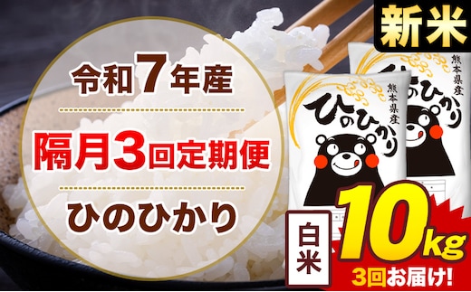 【隔月3回定期便】米 ひのひかり 白米 定期便 10kg《お申込み翌月から出荷》熊本県 菊池市 国産 熊本県産 白米 精米 送料無料 ヒノヒカリ こめ お米---300-4270---