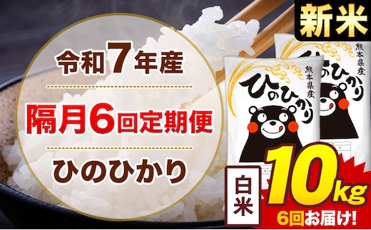 【隔月6回定期便】米 ひのひかり 白米 定期便 10kg《お申込み翌月から出荷》熊本県 菊池市 国産 熊本県産 白米 精米 送料無料 ヒノヒカリ こめ お米---300-4271---