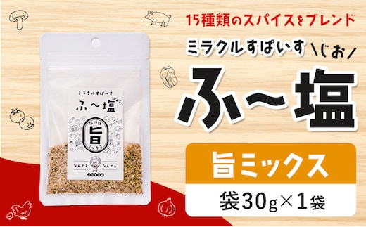 塩 ミラクルすぱいす ふ～塩 旨ミックス 袋30g×1袋 株式会社KIYORAきくち 《90日以内に出荷予定(土日祝除く)》 熊本県 菊池市 調味料 ハーブソルト 塩 天然塩 岩塩 ---037-0860---