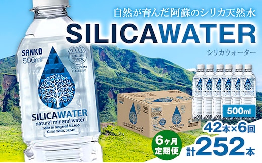 【6ヶ月定期便】シリカウォーター 阿蘇山系の天然水 500ml×42本 6回 株式会社サンコー熊本営業所 《お申し込みの翌月から出荷》シリカ水 飲料水 ドリンク 飲料 ペットボトル 天然水 軟水 鉱水 熊本県 送料無料---095-1477---