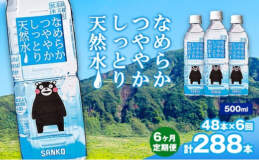 【6ヶ月定期便】なめらかつややかしっとり天然水 500ml 合計48本 24本×2ケース 6回 株式会社サンコー熊本営業所《お申し込みの翌月から出荷》天然水 軟水 鉱水 シリカ水 飲料水 ミネラルウォーター ペットボトル 熊本県 菊池市 送料無料---095-1597---