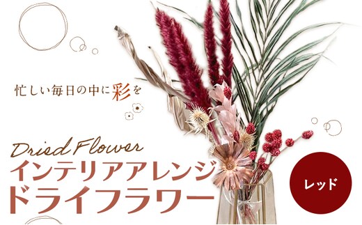ドライフラワー インテリアアレンジ レッド 7種類12本以上 ドライフラワー アレンジ デザインおまかせ フラワーアレンジ インテリア ラッピング 花 送料無料《90日以内に出荷予定(土日祝除く)》---123-2470-R---
