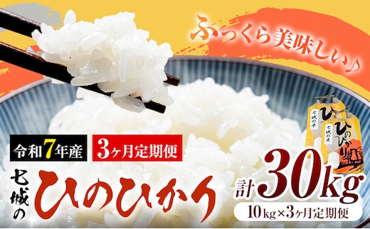 米 令和7年産 七城の ひのひかり 10kg 3ヶ月定期便 計30kg 有限会社草佳苑《90日以内に出荷予定(土日祝除く)》熊本県 菊池市 こめ 米 ひのひかり ブランド米 お米---311-0012---
