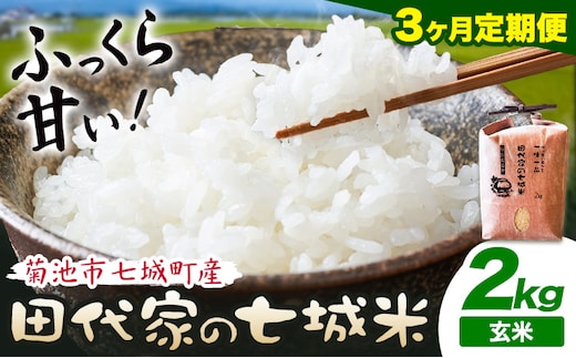 【3ヶ月定期便】令和7年産 菊池市七城町産 田代家の七城米 七城ヒノヒカリ 玄米 2kg 田代こめや《お申込み翌月から出荷》熊本県 菊池市 米 お米 精米 ひのひかり 菊池市産 熊本県産 九州産 送料無料---323-5016---