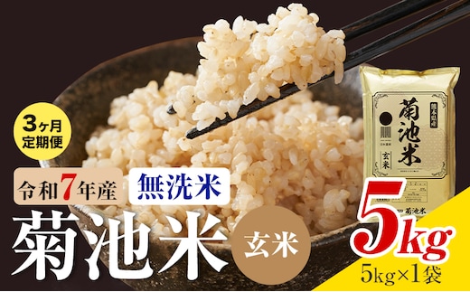 【3ヶ月定期便】熊本県産 菊池米 玄米 無洗米 5kg 1袋5kg 米 お米 令和7年産 九州産 熊本県産 送料無料《お申込み翌月に出荷予定》玄米 米---026-3116mo3---