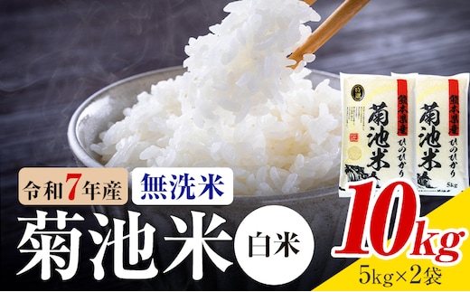 令和7年産 熊本県産 菊池米 白米 無洗米 10kg 1袋5kg 株式会社くまもとごはん 《30日以内に出荷予定(土日祝除く)》米 お米 令和7年産 九州産 熊本県産 送料無料---026-3075---
