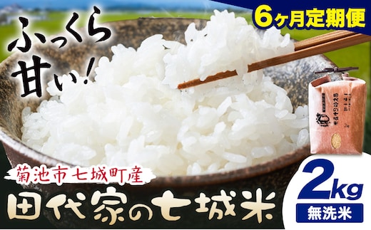 【6ヶ月定期便 】令和7年産 菊池市七城町産 田代家の七城米 七城ヒノヒカリ 無洗米 2kg 田代こめや《お申込み翌月から出荷》熊本県 菊池市 米 お米 精米 ひのひかり 菊池市産 熊本県産 九州産 送料無料---323-5031---