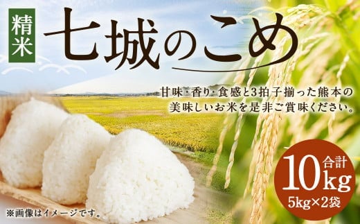 【令和7年産】 七城のこめ 精米 計10kg(5kg×2袋)ヒノヒカリ《30日以内に出荷予定(土日祝を除く)》 白米 九州産 熊本県産---003-0547---