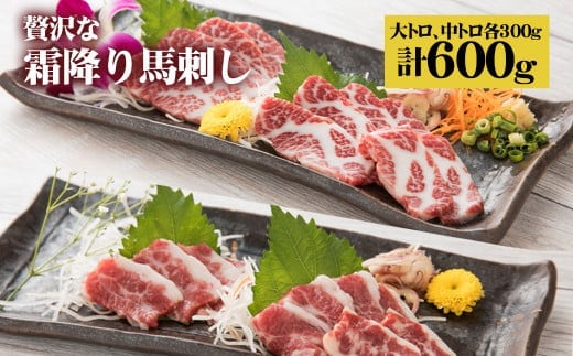 贅沢な 霜降り 馬刺しの食べ比べ 600g(大トロ馬刺し・中トロ馬刺し 各300g) 馬肉《90日以内に出荷予定(土日祝除く)》---114-1406---