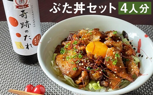 奇跡のぶた丼 4人前《90日以内に出荷予定(土日祝除く)》(もろみポーク 豚ロース150g×4袋・奇跡のたれ1本・レシピ付き)---013-1976---