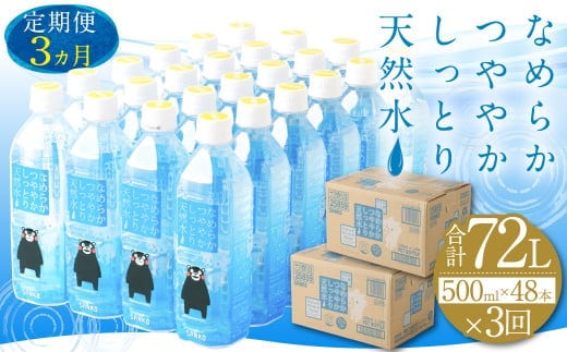 3ヶ月定期便】なめらかつややかしっとり天然水 500ml PET 24本×2ケース