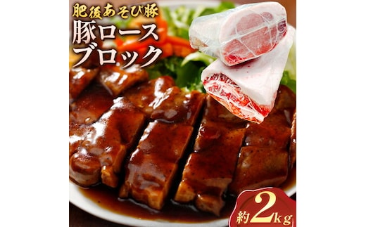 肥後あそび豚 ロースブロック 1kg×2パック 合計 2kg 《30日以内に出荷予定(土日祝除く)》熊本県 菊池市 ぶた ブタ 豚肉 肉 ブランド豚 ロース ブロック 国産 九州産 熊本県産 菊池市産 冷凍 送料無料---015-1983---