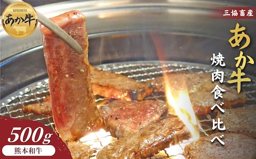 【三協畜産】熊本和牛あか牛焼肉食べ比べセット 計500g（カルビ・ロース）