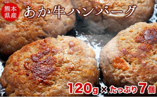 熊本の和牛 あか牛ハンバーグ 熊本県産あか牛を使用した贅沢ハンバーグたっぷり7個入り あか牛 赤牛 あかうし《7-14日以内に出荷予定(土日祝除く)》送料無料 ふるさと納税 訳あり 定期便 でない---gkt_fschbg_wx_r7_14000_840g---