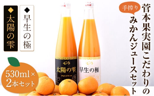 『菅本果実園』こだわりのみかん100％ストレートジュース 熊本県玉名郡玉東町 太陽の雫530ml×1本 早生の極み530ml×1本《11月下旬-4月末頃出荷》---sg_mikanju_cf114_25_17500_2i---