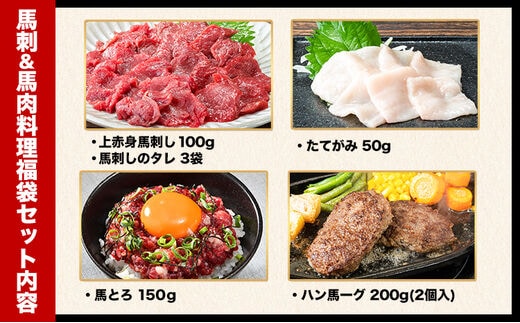 純国産馬刺し＆馬肉料理福袋 計1kg 熊本肥育 2年連続農林水産大臣賞